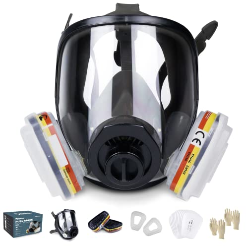 Máscara de Gas Completa Respirador RHINO RH-7011 Reutilizable para Vapores Orgánicos, Gases Ácidos, Fumigar, Pintura | Proteccion Facial...