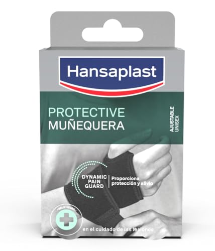 Hansaplast Muñequera Protectora (1 ud), muñequera deportiva ajustable con soporte 360º, muñequera para tendinitis, artritis, esguinces,...
