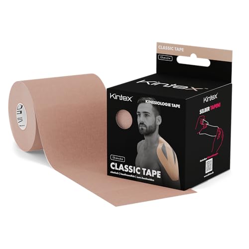 Kintex cinta kinesiológica Classic, 7,5 cm x 5 m, tape extra ancho, agradable a la piel e impermeable, physio tape, para deporte y...