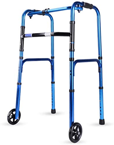 Andador, con 2 ruedas, ligero, plegable, de aluminio, altura ajustable, ayuda para caminar para personas mayores discapacitadas