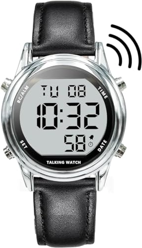 MAUJOY Reloj de pulsera para mujer que habla en alemán, indicación de fecha y hora, para ciegos, personas mayores y con demencia, correa...