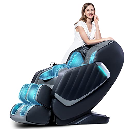 HealthRelife Sillón de masaje para todo el cuerpo, silla de masaje inteligente Zero Gravity 3D, manos robóticas con carril SL, altavoz...