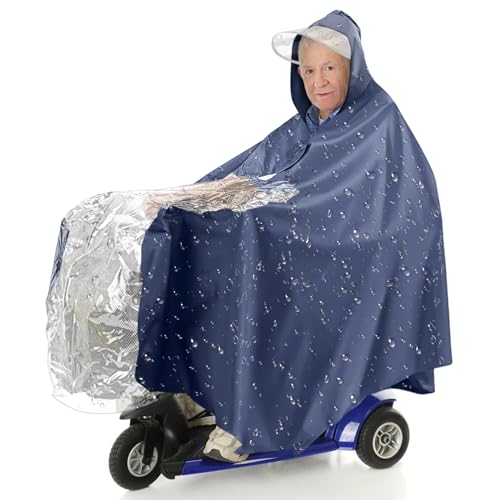 Cresbel Poncho de lluvia para mobility scooter: protector de lluvia con capucha y panel transparente, impermeable para silla de ruedas,...