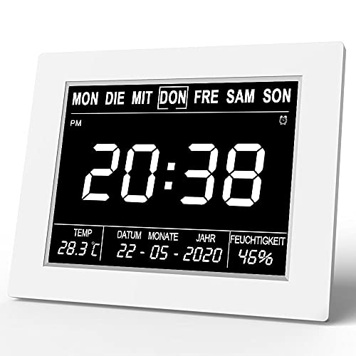 Despertador digital de 8 pulgadas con calendario digital, reloj de mesa, reloj de pared, reloj de...