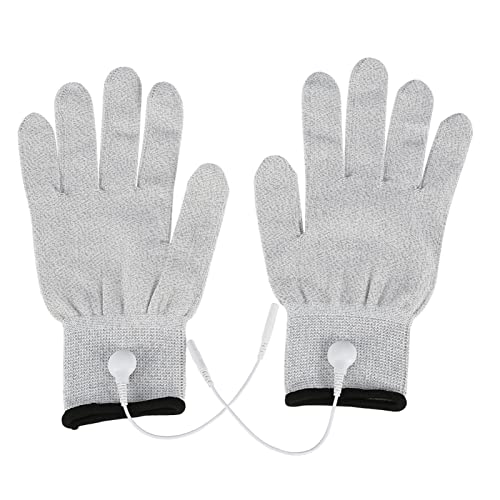 LIZEALUCKY 1 par de guantes de masaje con electrodos conductores para máquina Tens, electroterapia, cables directos que pueden recibir la...