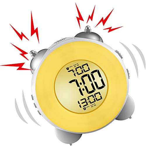Banne Bon Reloj despertador fuerte sin tictac, funciona con pilas con repetición de alarma dual...