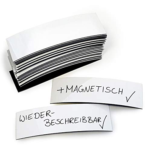 50 etiquetas magnéticas regrabables I 10 x 3 cm I lámina magnética para etiquetar banda-magnética para etiquetado I mag_206