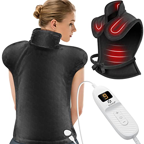 KESSER® Almohadilla eléctrica para la espalda, los hombros y el cuello, apagado automático y 9 niveles de calor 89 x 65 cm, almohadilla...