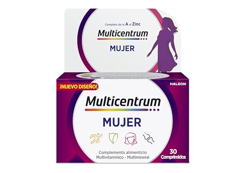 Multicentrum Mujer Complemento Alimenticio Multivitaminas Con 13 Vitaminas y 11 Minerales, Sin Gluten, 30 Comprimidos