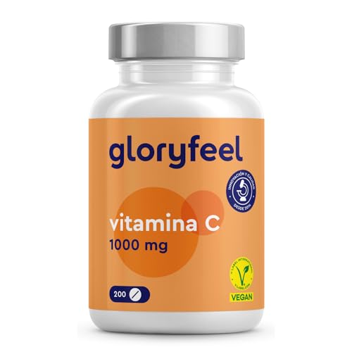 gloryfeel® Vitamina C 1000 mg - Suministro para 7 Meses - Solo 1 Tableta al Día - Vitamina C Pura - Para el sistema inmunológico - Reduce...