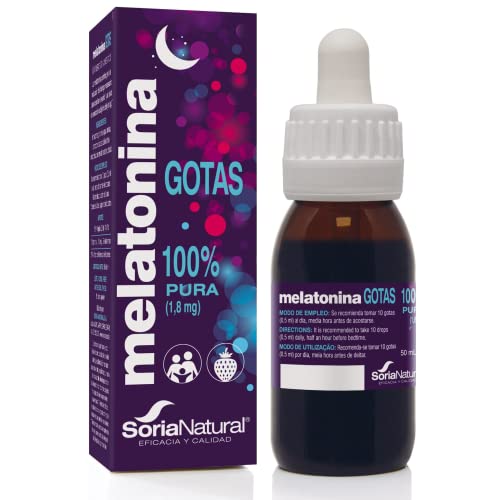 Soria Natural Melatonina Pura Gotas 1.8 mg - Sueño Melatonina Gotas para Dormir Profundamente, 100% Pura - Melatonina Niños y Adultos -...