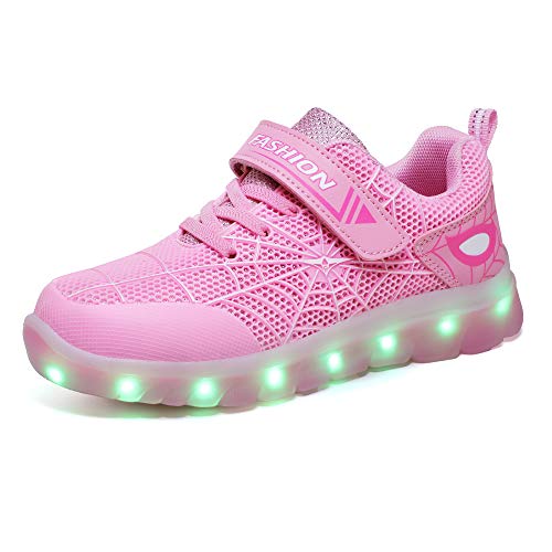 KIMIME PIKL LED Zapatos Verano Ligero Transpirable Impermeable Bajo 7 Colores USB Carga Luminosas Parpadeo Deporte de Zapatillas con Luces...