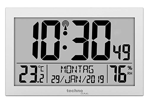 Technoline WS8016 WS 8016 - Reloj de pared inalámbrico con indicador de temperatura, plástico, color plateado, 225 x 143 x 24 mm
