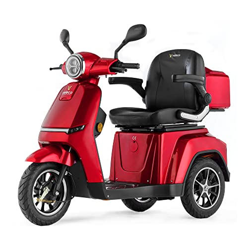 VELECO TURRIS - Scooter de Movilidad de 3 Ruedas - Totalmente Montado y Listo para Usar - Luces LED - Pantalla de Alto Contraste - Alarma...