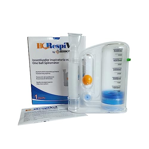 BC Respivol - Ejercitador, incentivador inspiratorio volumétrico - One ball spirometer - Ejercitador de espirometría (5000 ml)