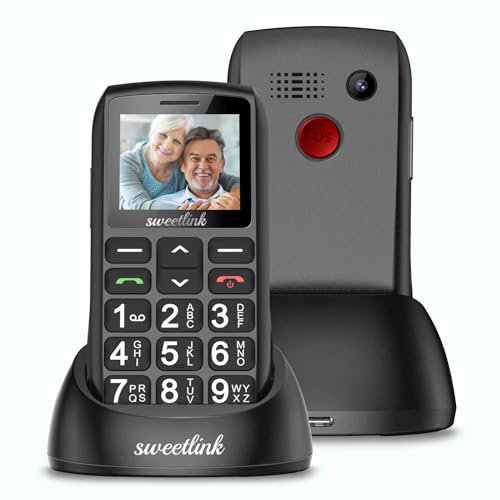 SweetLink S1 Plus Teléfono Móvil para Personas Mayores, 2G gsm Senior Moviles de Teclas Grandes y Volumen Alto, Botón SOS, Base de Carga,...