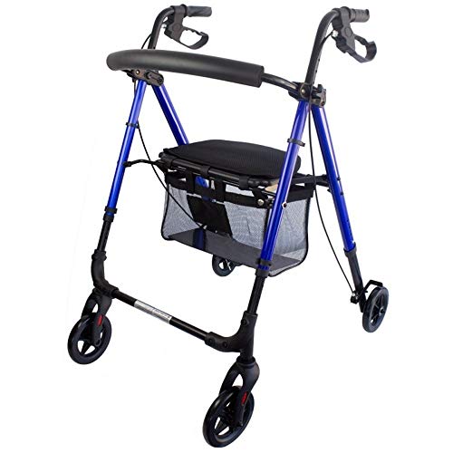Mobiclinic®, Andador para adultos, Plegable, Ligero, De aluminio, Ligero, Regulable patas y asiento, Con asiento y 4 ruedas, Marca...