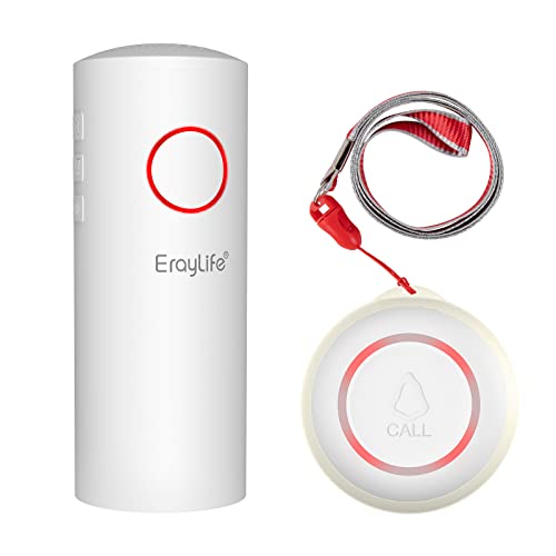 ErayLife Botón de Llamada de Emergencia para Ancianos, Sistema de Llamada de Emergencia para el Hogar, Receptor de Alarma para el Hogar, 1...