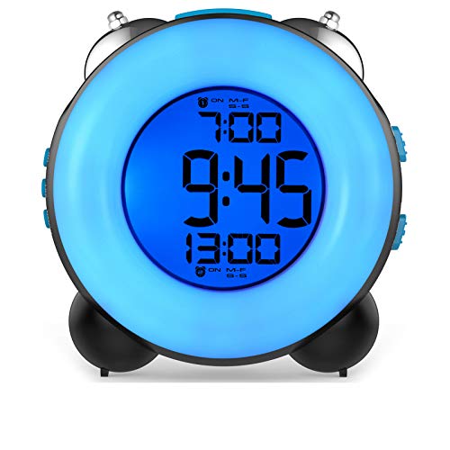 Banne Bon Reloj despertador fuerte para personas que duermen pesadas con alarma opcional con función de alarma dual función de repetición...