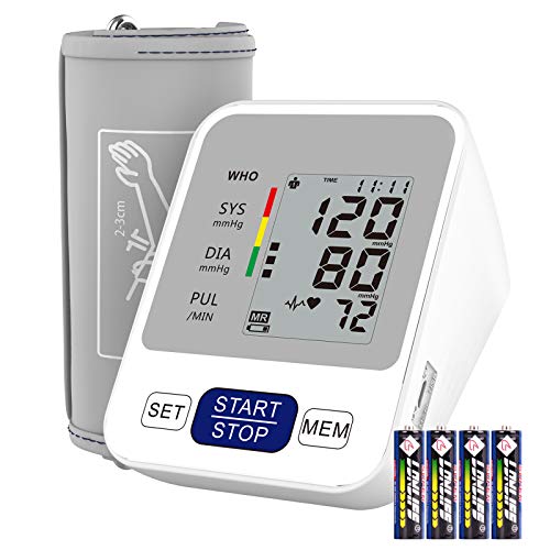 Annsky Tensiómetro de Brazo Digital, Automática de la Presión Arterial y pulso de frecuencia cardíaca detección,2 memorias de usuario...