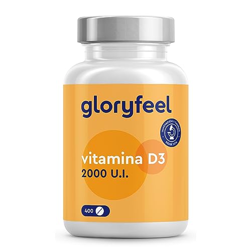 Vitamina D3 2000UI - 400 Tabletas (Suministro para 1+ año) - Respalda huesos, dientes, músculos y sistema inmunológico - Sin aditivos....