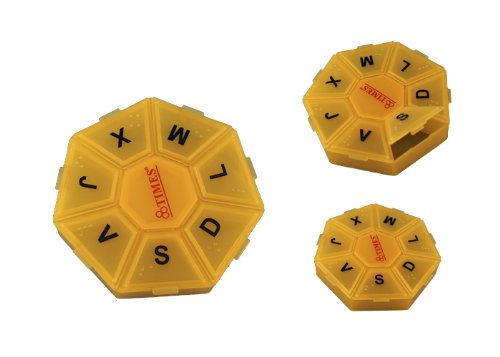 Pastillero semanal de forma octogonal, útil para viajes y el hogar, con sistema Braille