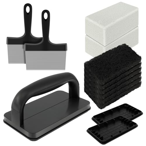 SchSin - Kit de limpieza para placa de cocción Blackstone Limpiador de parrilla de tapa plana, kit de limpieza de parrilla con rascador de...