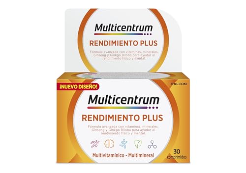 Multicentrum Plus Complemento Alimenticio Multivitamínico y Multimineral Con Ginseng y Ginkgo Biloba Para Adultos, Sin Gluten, 30...