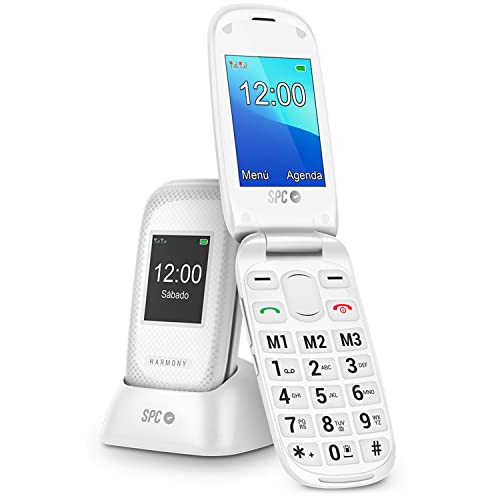SPC Harmony - Teléfono móvil con Tapa para Personas Mayores con Números y Letras Grandes, Compatible con audífonos, Doble Pantalla,...