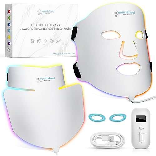 Terapia de Luz de Máscara Facial LED - Máquina de Estiramiento de la Piel Coreana de 7 Colores - Tratamiento de Cara y Cuello -...