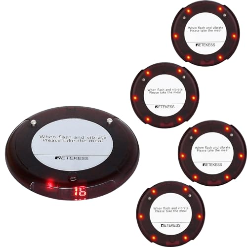Retekess TD163 Buscapersonas Compatible con Sistema de Llamadas Restaurante TD163, 31 Modos de Llamada, 400M de Distancia, Batería de...