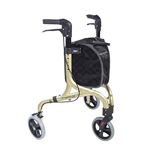 NRS Healthcare NRS Freestyle - Andador de 3 ruedas, color dorado champán, 5 kg