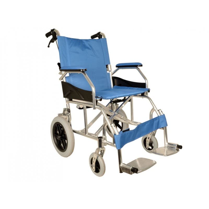 Gima - silla de ruedas queen en aluminio azul plegable, ultra luz de 9.5 kg, discapacitado adecuado,...