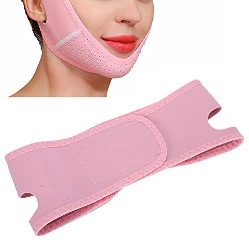 Cinturón de elevación de estiramiento facial con línea en V, vendaje adelgazante elástico ajustable, transpirable, reutilizable y...