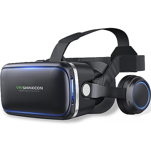 FIYAPOO Gafas VR con Auriculares, 3D Gafas Realidad Virtuales,Entretenimiento Móvil: Vive Aventuras Cinematográficas y Juegos 3D en...