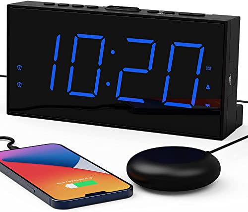 Reloj Despertador Vibracion para Sordos,LED Despertador Digital para Duermen Profundamente,Pantalla Grande de 7 '' y Atenuador, Alarma...