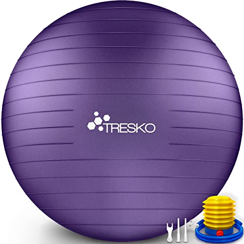 TRESKO® Pelota de Gimnasia Anti-Reventones | Bola de Yoga Pilates y Ejercicio | Balón para Sentarse | Balon de Ejercicio para Fitness |...