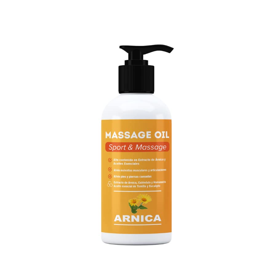 QKnatur - ARNICA - Aceite para masaje con extracto de Arnica, Calendula y Hamamelis - Ideal para masajes en musculos, espalda, hombro, pies,...