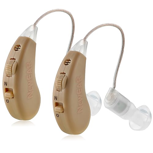 Amplificador auditivo digital (par de 2), Casi invisible detrás de la oreja y Base recargable USB de MEDca