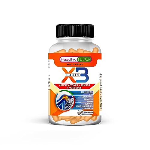 Healthy Fusion X3 Cúrcuma Con Glucosamina, Condroitina Y Colágeno | Potente Antiinflamatorio Y Analgésico Natural | Elimina El Dolor En...
