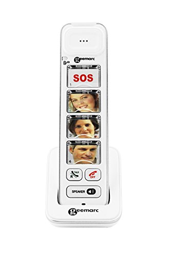 Geemarc Photodect 295 - Teléfono inalámbrico de botón grande amplificado, Color blanco