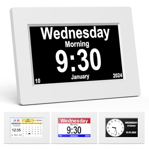 Ykall 8' LCD Reloj Digital Calendario con Fecha, Reloj Digital Pared para Leer Demencia, Niños, Ancianos, Discapacidad Visual y Enfermedad...