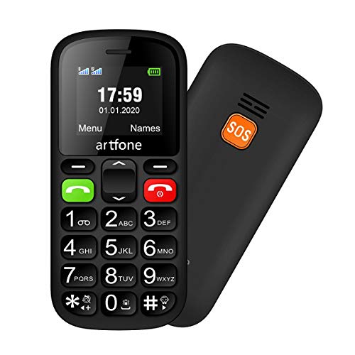 artfone Teléfonos Móviles para Mayores Mayores con SOS botón,CS181 Senior, Fácil de Usar Celular para Ancianos con Negro