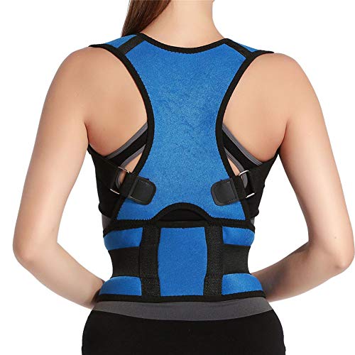 Panegy - Corrector de Postura Soporte de Espalda Cintura Hombro Columna Faja Abdominal Ajustable Deportivo para Hombre Mujer - Azul - XXL
