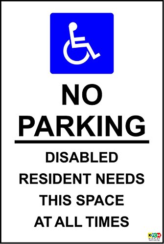 Ninguna necesidad de aparcamiento discapacitados residente este espacio señal – vinilo autoadhesivo 200 mm x 150 mm