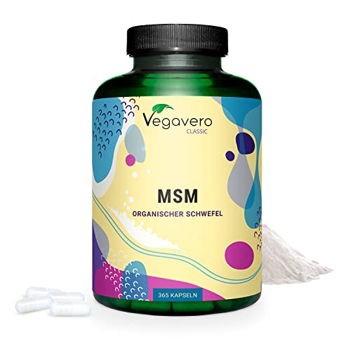 MSM 365 Cápsulas Vegavero® | 99,9% Puro | 2000 mg | Sin Aditivos | Metilsulfonilmetano | Antiinflamatorio Natural + Articulaciones + Dolor...