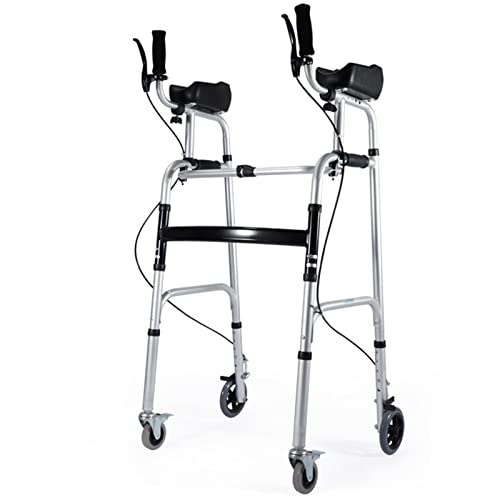 Andador con ruedas, andador de altura ajustable con reposabrazos y ruedas, ayudas de movilidad auxiliares de rehabilitación plegables para...