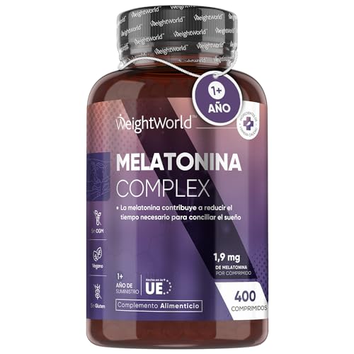 Melatonina Pura 1,9 mg Complex con Magnesio y Pasiflora - 400 Comprimidos | Más de 1 Año de Suministro | Inductor del Sueño Natural con...