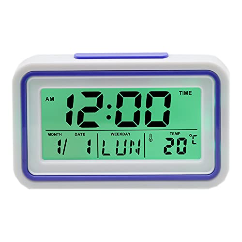 Reloj Despertador Parlante en Español, Alarma LCD con Voz, Reloj Hablando,Muestra Hora, Temperatura -Ciegos o Baja Visión (Morado)