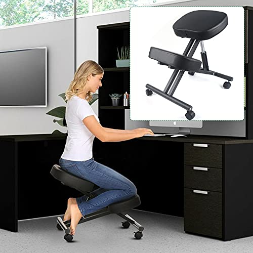 Silla ergonómica para rodillas y taburete ajustable en altura con ruedas, para casa y oficina, silla antidolor de espalda para una postura...